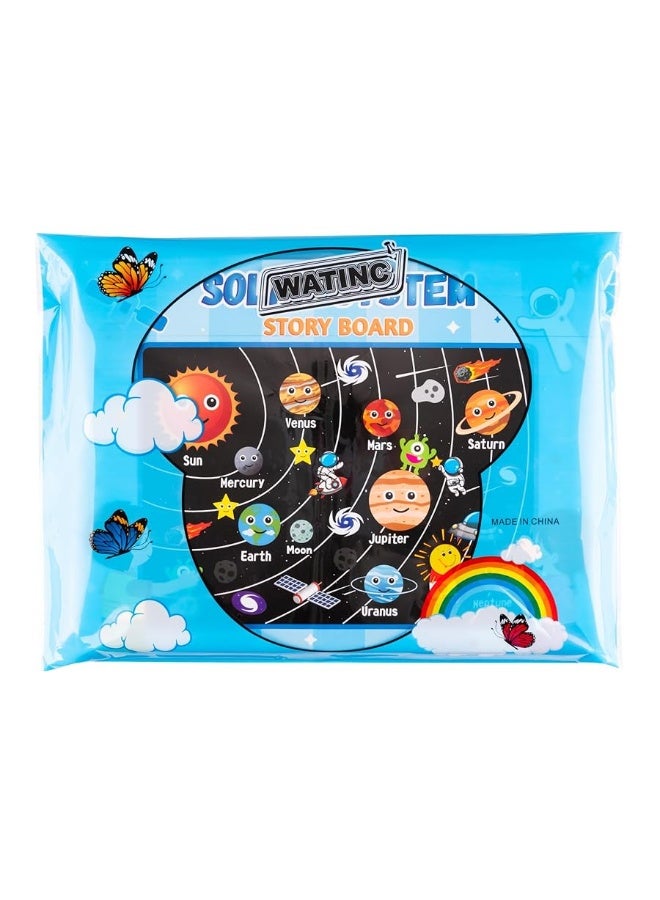 WATINC 44Pcs Outer Space Felt Story Board Set 3.5 Ft Solar System Universe Storytelling Flannel Interactive Play Kit with Hooks Astronaut Planets Alien Galaxy Reusable Wall Hanging Gift for Boys Girls