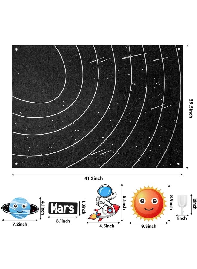 WATINC 44Pcs Outer Space Felt Story Board Set 3.5 Ft Solar System Universe Storytelling Flannel Interactive Play Kit with Hooks Astronaut Planets Alien Galaxy Reusable Wall Hanging Gift for Boys Girls