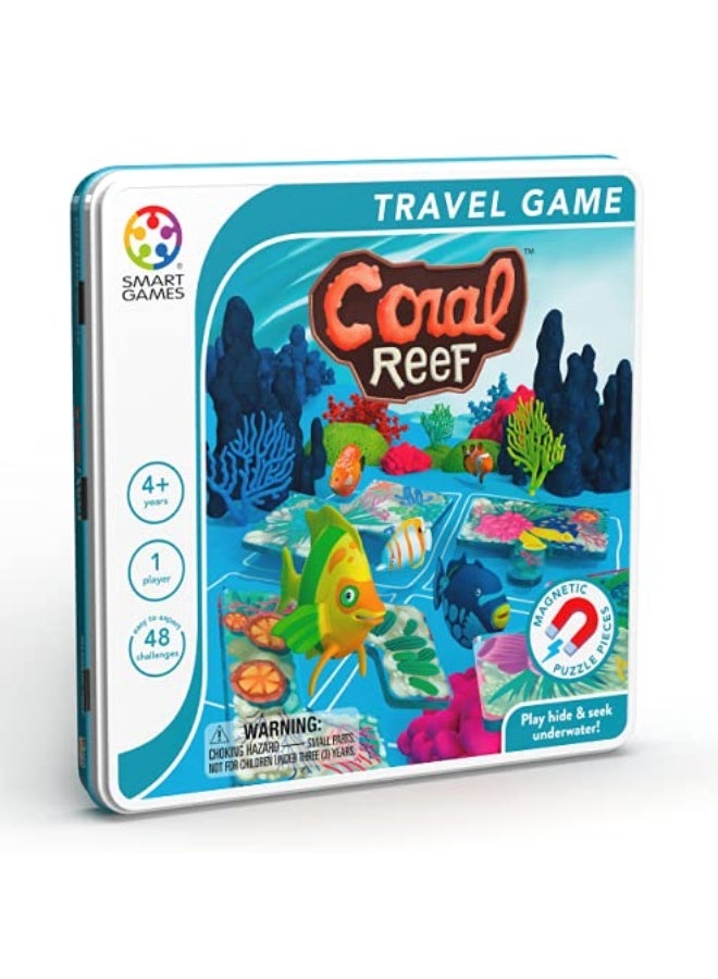 SmartGames Coral Reef Tin Box Magnetic Travel Game with 48 Challenges for Ages 4