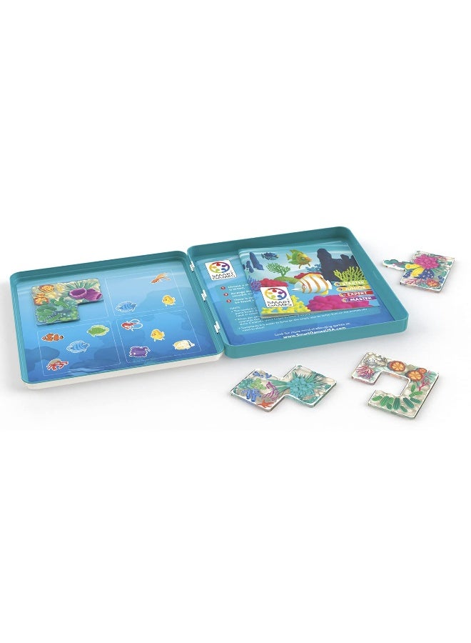 SmartGames Coral Reef Tin Box Magnetic Travel Game with 48 Challenges for Ages 4