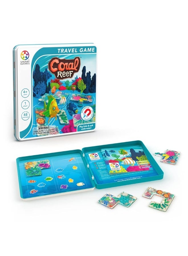 SmartGames Coral Reef Tin Box Magnetic Travel Game with 48 Challenges for Ages 4