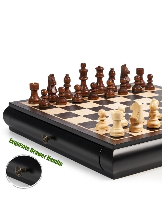 Wooden Chess Checkers Game Set 15.5