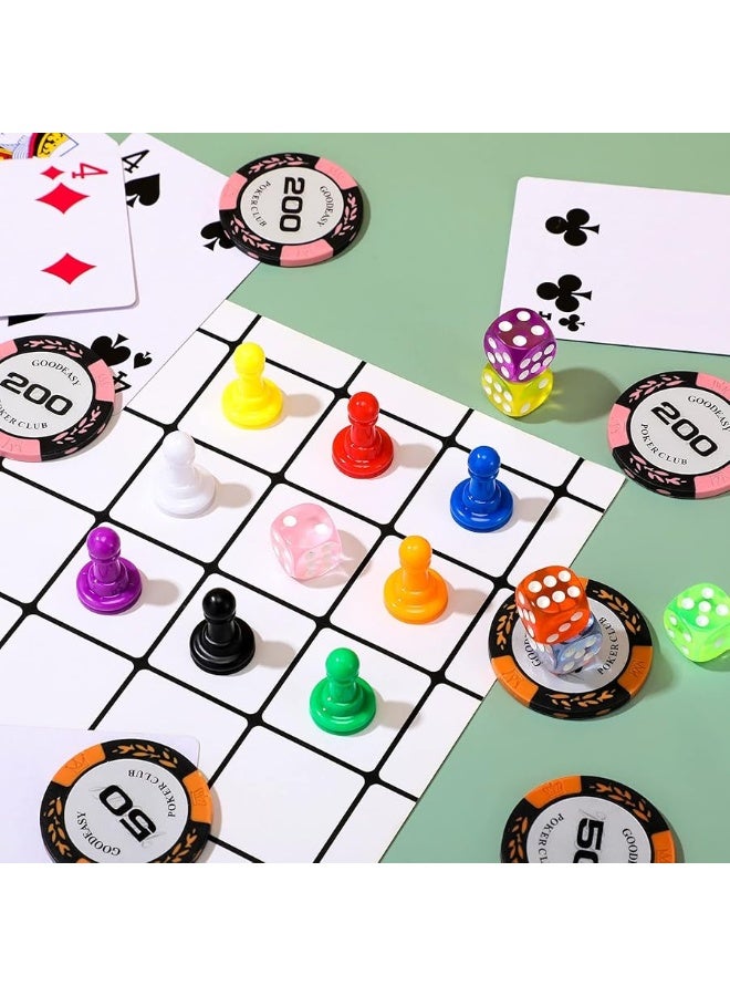 78 Pieces Multicolor Board Game Pieces Include 72 Pieces Multicolor Plastic Pawn Chess Pieces 6 Pieces Plastic 6Sided Game Dice Chess Game Pieces Game Dice Set for Board Game Components Table Marking