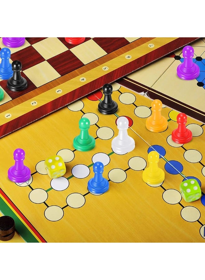 78 Pieces Multicolor Board Game Pieces Include 72 Pieces Multicolor Plastic Pawn Chess Pieces 6 Pieces Plastic 6Sided Game Dice Chess Game Pieces Game Dice Set for Board Game Components Table Marking