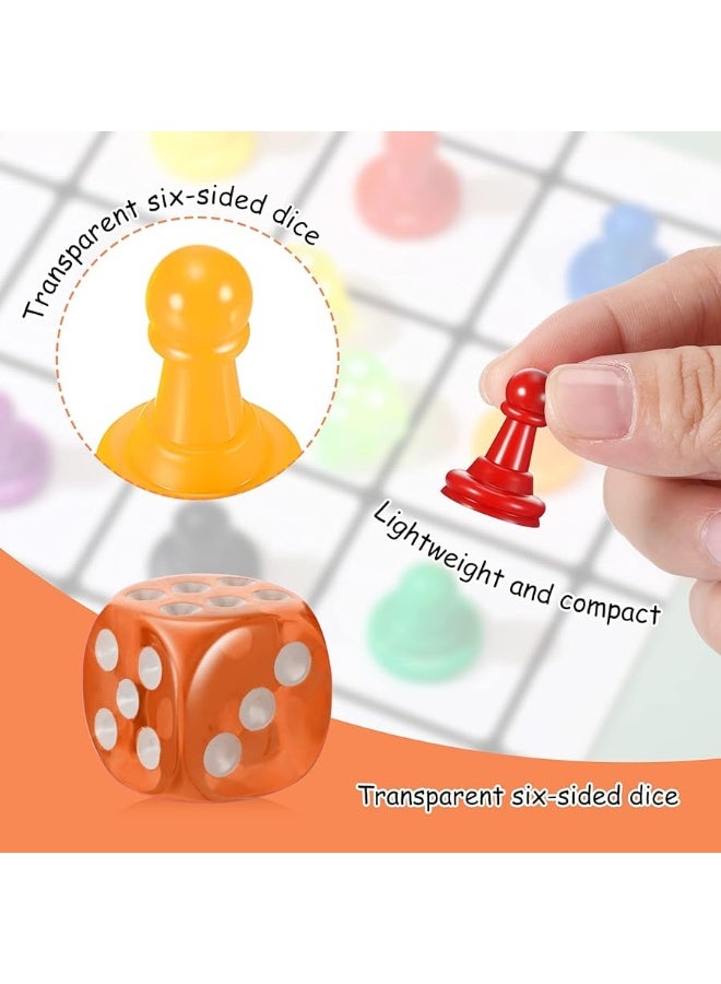 78 Pieces Multicolor Board Game Pieces Include 72 Pieces Multicolor Plastic Pawn Chess Pieces 6 Pieces Plastic 6Sided Game Dice Chess Game Pieces Game Dice Set for Board Game Components Table Marking