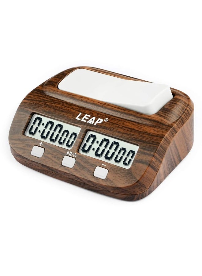 LEAP Chess Clock Digital Chess Timer Professional for Board Games Timer with Alarm Function (Official Store) Wood Appearance