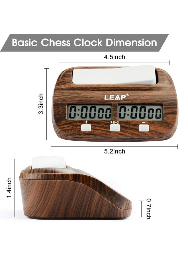 LEAP Chess Clock Digital Chess Timer Professional for Board Games Timer with Alarm Function (Official Store) Wood Appearance