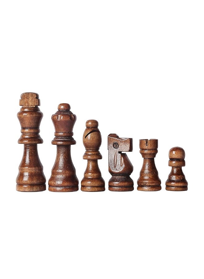 32 Count Wooden Chess Pieces Only with Storage Bags  Staunton Style Wood Chess Pieces for Chess Tournament Compatible with Any Chess Set Contains King Queen and Other Chessmens