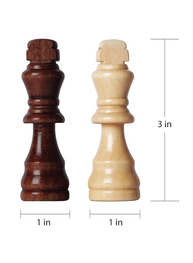 32 Count Wooden Chess Pieces Only with Storage Bags  Staunton Style Wood Chess Pieces for Chess Tournament Compatible with Any Chess Set Contains King Queen and Other Chessmens