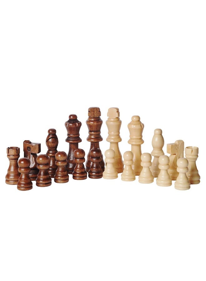 32 Count Wooden Chess Pieces Only with Storage Bags  Staunton Style Wood Chess Pieces for Chess Tournament Compatible with Any Chess Set Contains King Queen and Other Chessmens