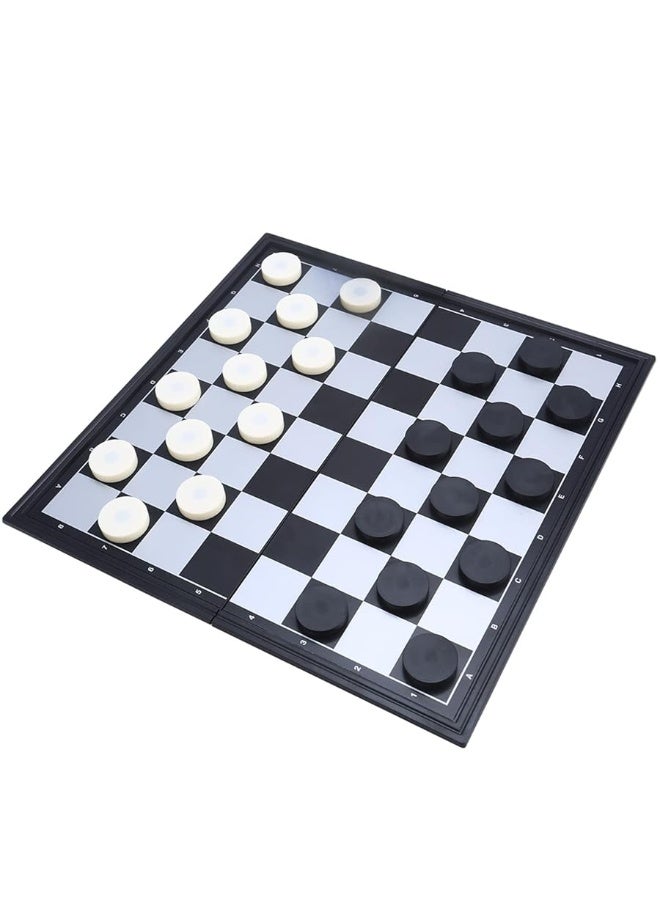 3 in 1 Magnetic Chess Checkers Backgammon Board Game Set with Folding Board Travel Games for Kids and Adults (Chess: Black & White)