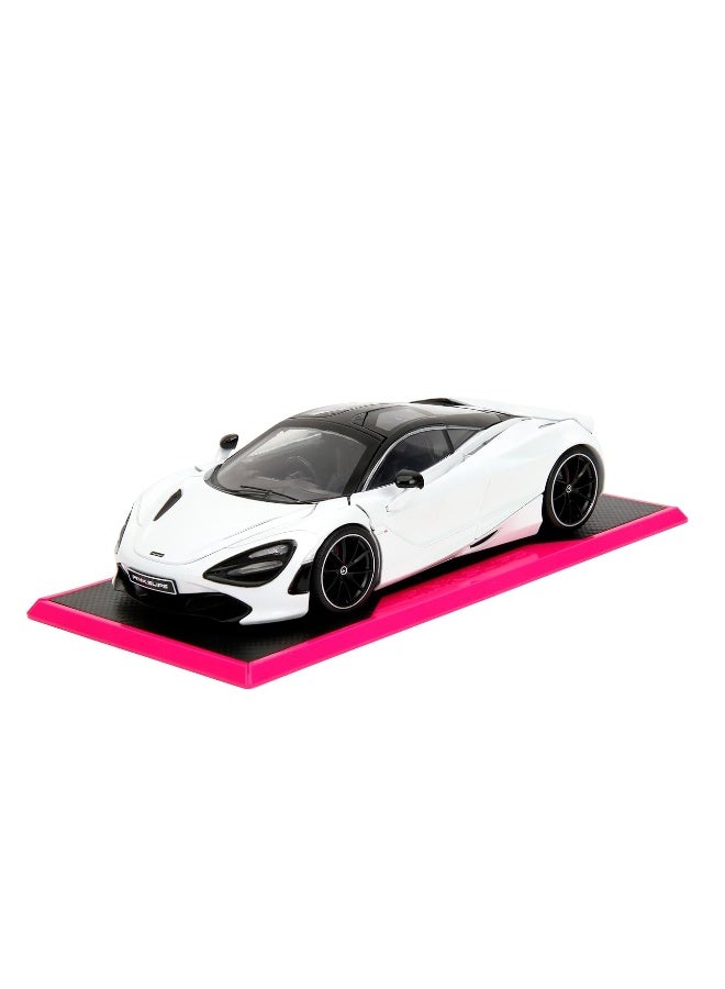 Pink Slips 1:24 W6 McLaren 720S Die-Cast Car w/Base, Toys for Kids and Adults(White)