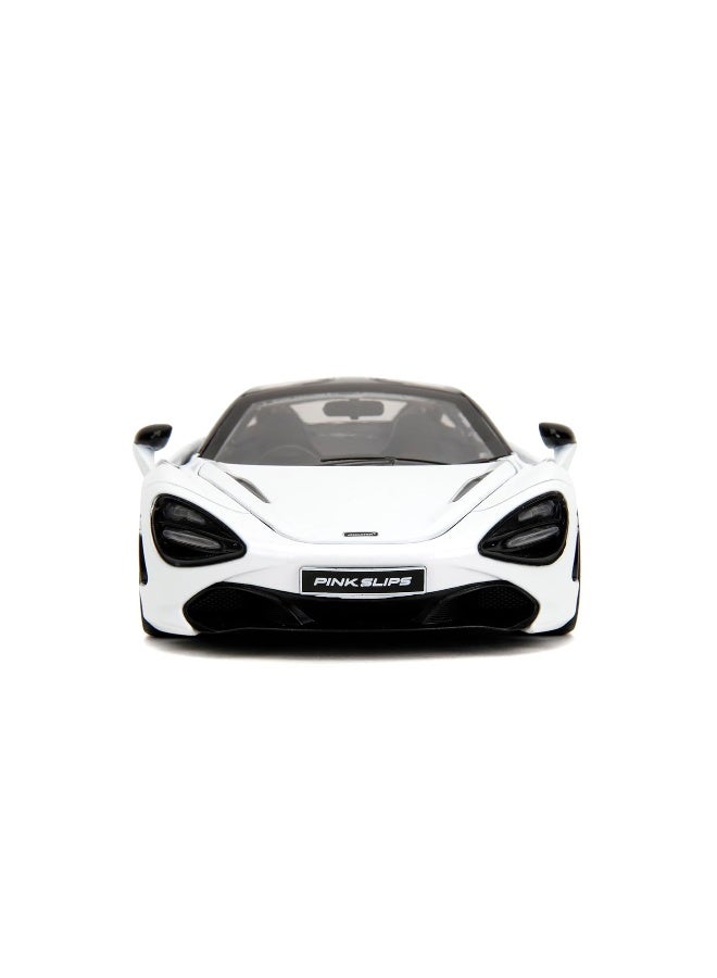 Pink Slips 1:24 W6 McLaren 720S Die-Cast Car w/Base, Toys for Kids and Adults(White)