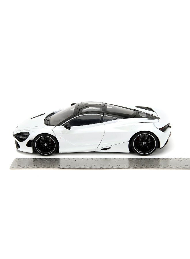 Pink Slips 1:24 W6 McLaren 720S Die-Cast Car w/Base, Toys for Kids and Adults(White)