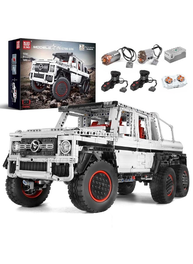 Mould King 13061 Off-Road Pickup Trucks Building Kits Toy, 6x6 MOC Building Blocks Model Off-Road Vehicle with Motor/APP Remote Control, Gift for Kids Age 8+/Adult Enthusiasts(3686 Pieces)