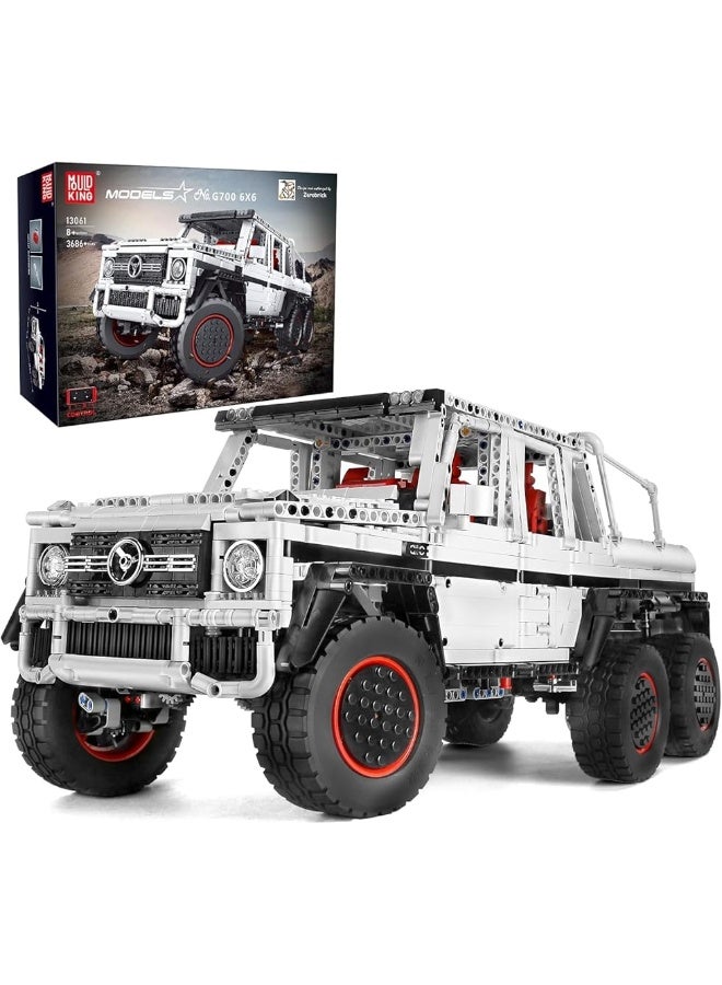 Mould King 13061 Off-Road Pickup Trucks Building Kits Toy, 6x6 MOC Building Blocks Model Off-Road Vehicle with Motor/APP Remote Control, Gift for Kids Age 8+/Adult Enthusiasts(3686 Pieces)