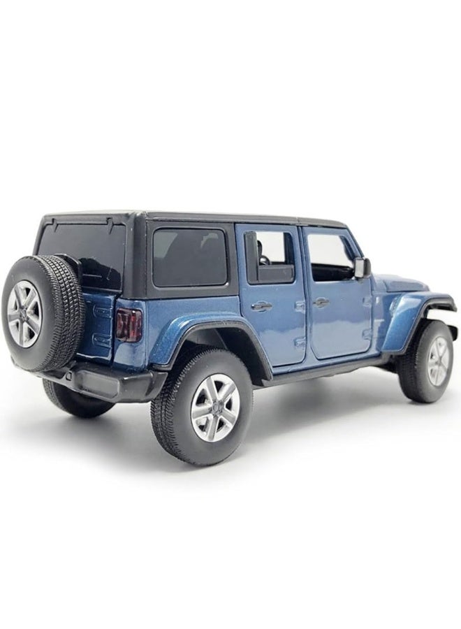 4 Door Wrangler Sahara Hard Top SUV Model Car Diecast Toy Cars 1/32 Scale Metal Vehicle Children's Die-cast Vehicles, Doors Open, Light Sound, Toys for Boys Gifts Kids Adults Men Collection, Blue