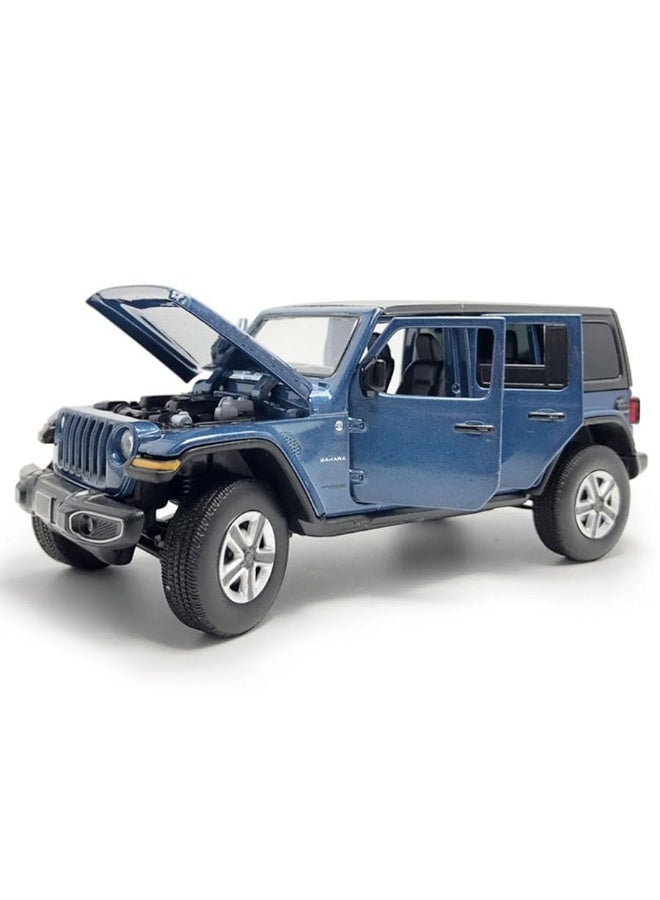 4 Door Wrangler Sahara Hard Top SUV Model Car Diecast Toy Cars 1/32 Scale Metal Vehicle Children's Die-cast Vehicles, Doors Open, Light Sound, Toys for Boys Gifts Kids Adults Men Collection, Blue