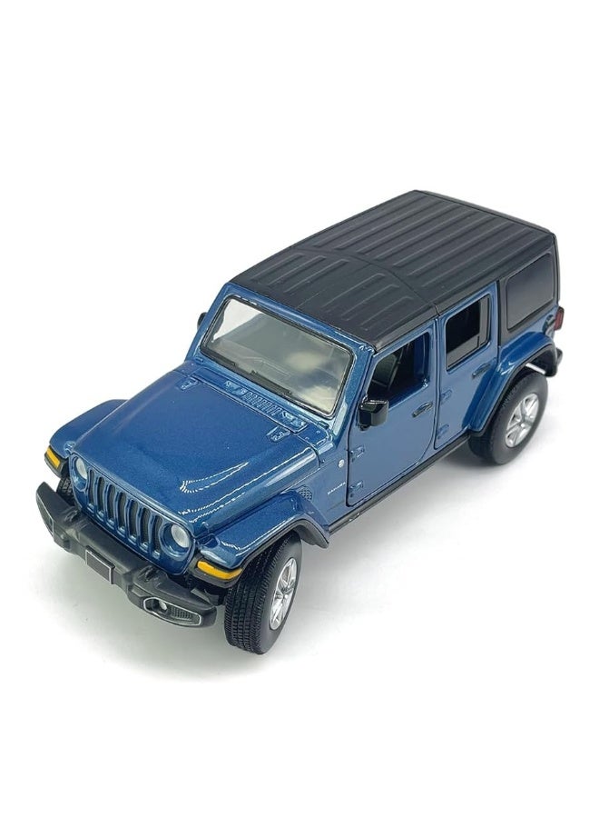 4 Door Wrangler Sahara Hard Top SUV Model Car Diecast Toy Cars 1/32 Scale Metal Vehicle Children's Die-cast Vehicles, Doors Open, Light Sound, Toys for Boys Gifts Kids Adults Men Collection, Blue