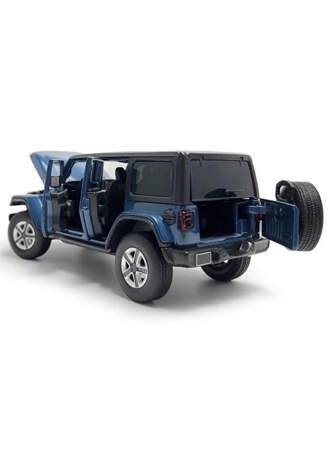 4 Door Wrangler Sahara Hard Top SUV Model Car Diecast Toy Cars 1/32 Scale Metal Vehicle Children's Die-cast Vehicles, Doors Open, Light Sound, Toys for Boys Gifts Kids Adults Men Collection, Blue