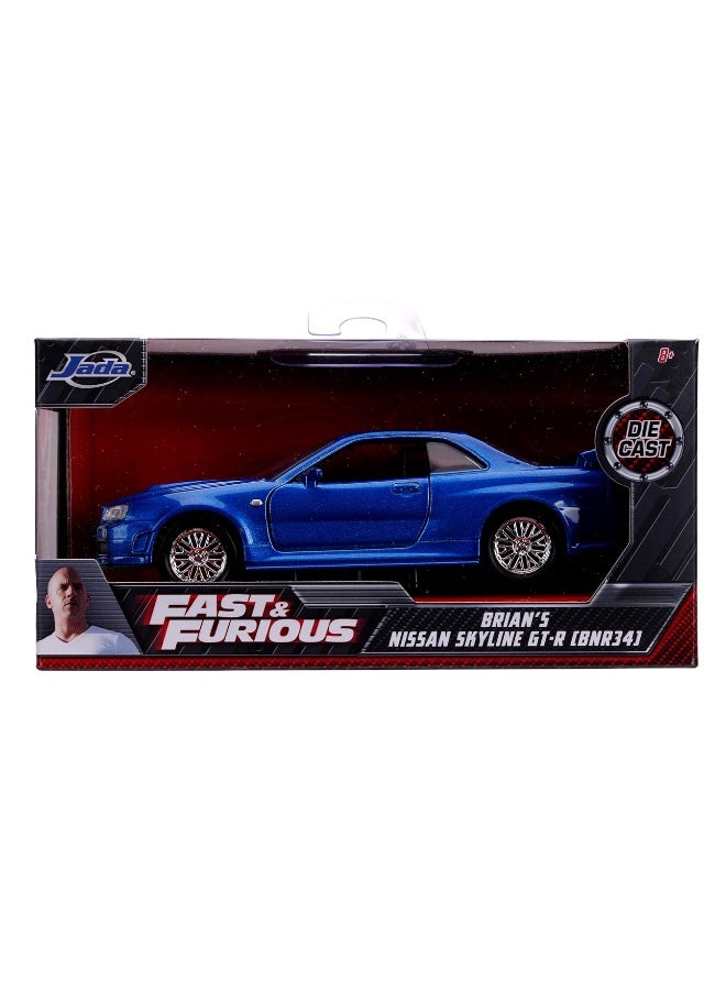 Nissan Fast & Furious Brian's 2002 Skyline GT-R R34 Blue 1:32 Die - cast Vehicle