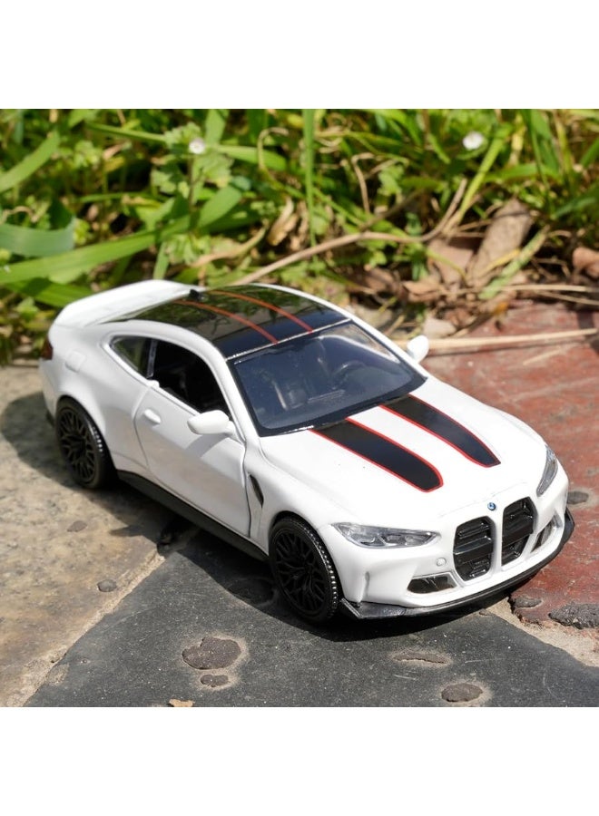 1/36 BMW M4 CSL Model Car, Alloy Toy Car with Pullback Function, Suitable for Collecting and Decorating Model Toys, Car Gifts for Boys and Girls (White)