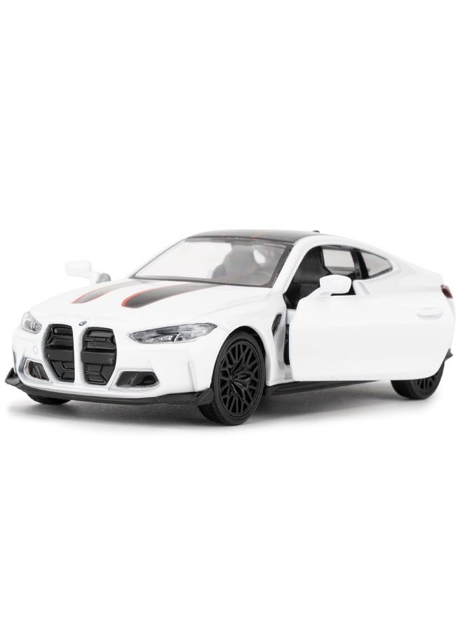 1/36 BMW M4 CSL Model Car, Alloy Toy Car with Pullback Function, Suitable for Collecting and Decorating Model Toys, Car Gifts for Boys and Girls (White)