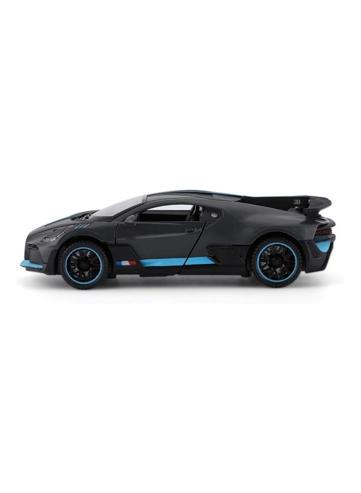 1:32 Bugatti Divo Diecast Metal Pullback Toy Car for Kids Best Gift for Boys Realistic Design Light & Sound (Black)