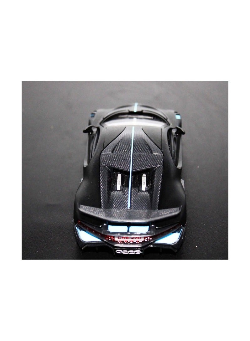 1:32 Bugatti Divo Diecast Metal Pullback Toy Car for Kids Best Gift for Boys Realistic Design Light & Sound (Black)