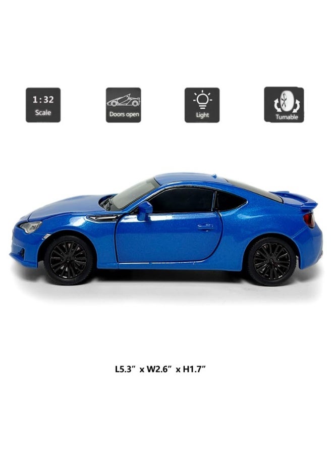 1/32 Scale 2017 BRZ Model Car Diecast Toy Cars Metal Children's Die-cast Vehicles, Doors Open, with Light, Toys for Boys Kids Birthday Gifts Men Collection Desktop Display, Blue