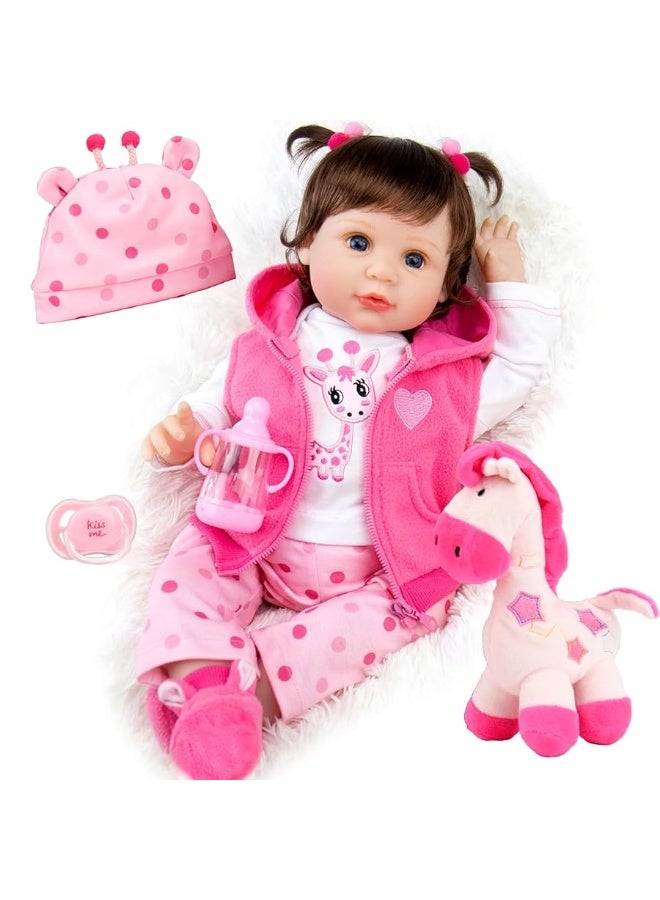 Aori Lifelike Reborn Baby Dolls - Realistic Baby Doll 22 inch Newborn Girl Doll with Feeding Toy Accessories Gift Set