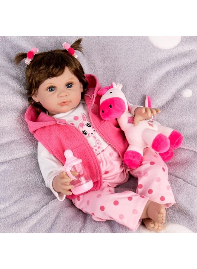 Aori Lifelike Reborn Baby Dolls - Realistic Baby Doll 22 inch Newborn Girl Doll with Feeding Toy Accessories Gift Set