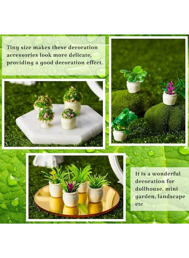 Chuangdi 12 Pieces Miniature Dollhouse Plant Flowers Mini Potted Plant Artificial Tiny Greenery Ornament Miniature Hanging Potted Plant Faux Flower Model Dollhouse Decoration, 6 Types