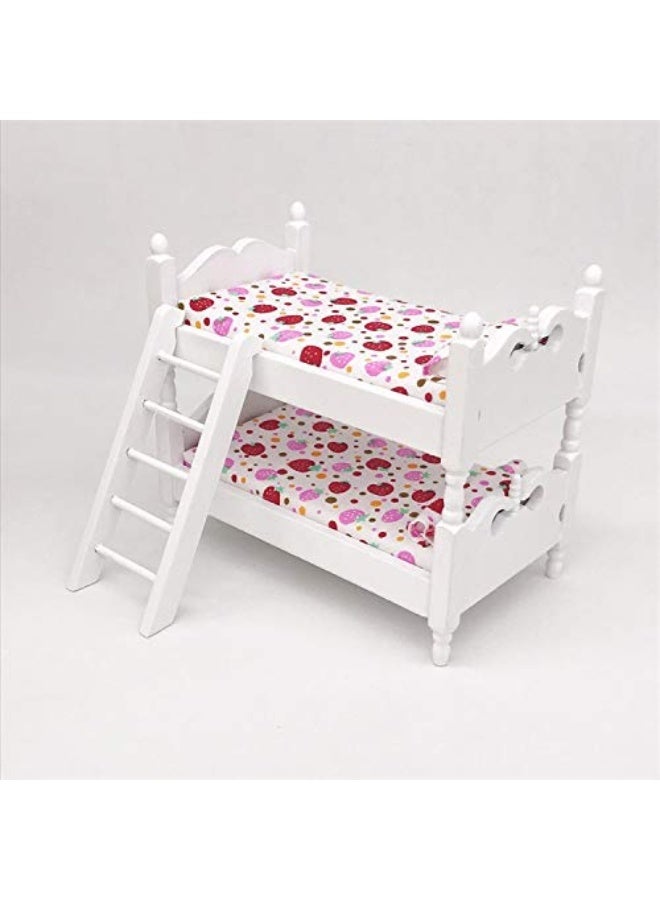 Loft Bed, 1:12 Wooden Dollhouse Miniature Furniture Decor Bunk Bed with Ladder, Kids Children's Bedroom Set Play Toy