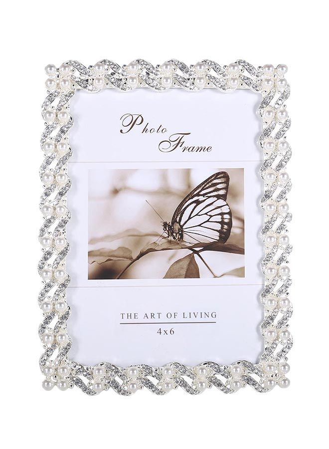 Synthetic Diamond and Pearl Tabletop Picture Frame White 4x6kg