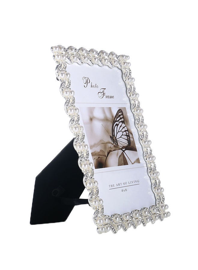 Synthetic Diamond and Pearl Tabletop Picture Frame White 4x6kg