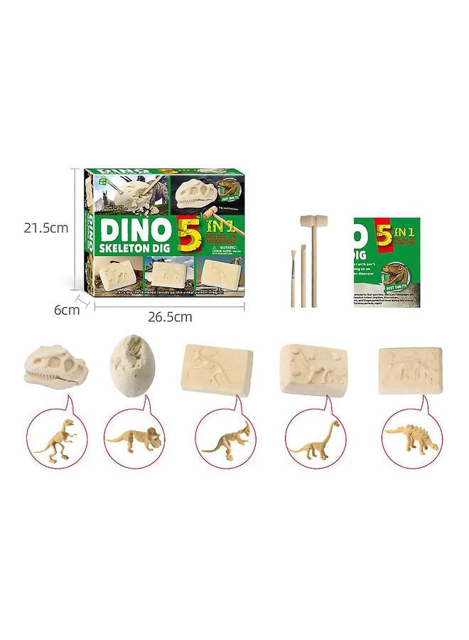 Dinosaur Skeleton 5 In 1 Dig Archaeological Educational Toy 26.5x21.5x6cm