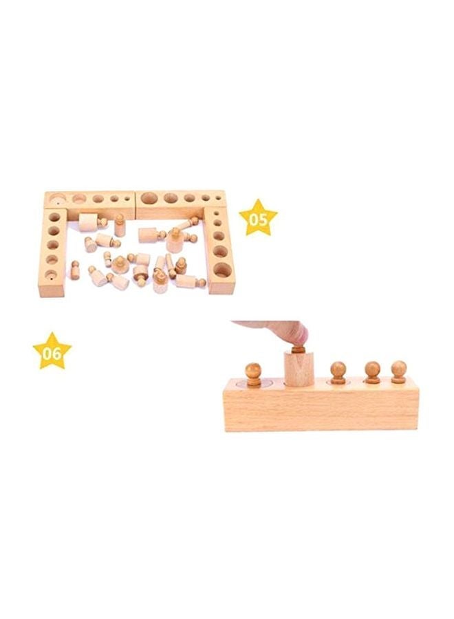 Montessori Wooden Cylinder Socket Family Pack Early Learning Education Toy 16x16x3.5cm