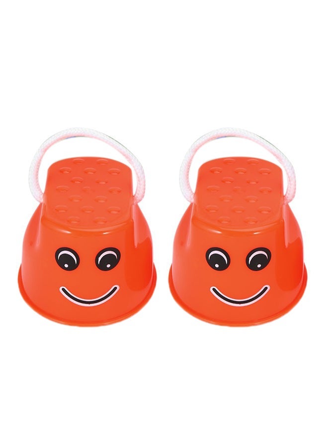Children Kids Outdoor Fun Walk Stilt Jump Smile Face Balance Training Toy