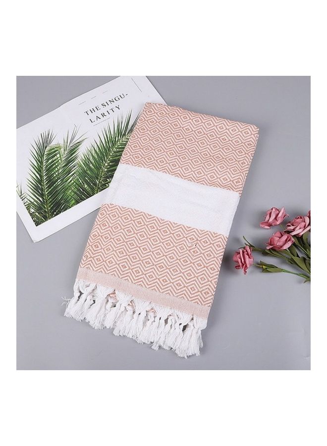 Large Pure Cotton Bath Towel Pink/White 30X30X5cm