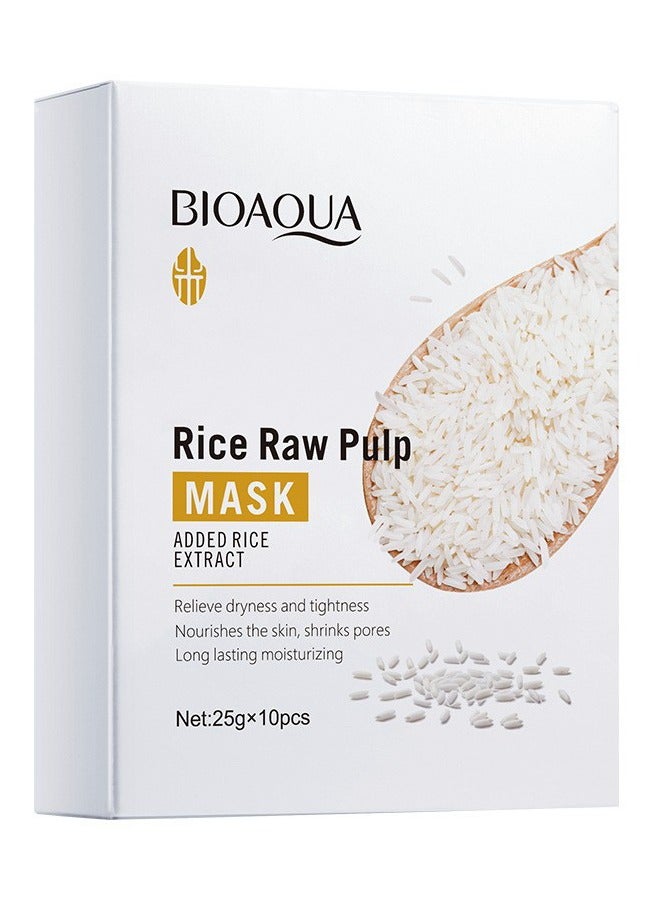 10 Pcs Rice Facial Mask Moisturizing Skin Care Patch Brighten Face