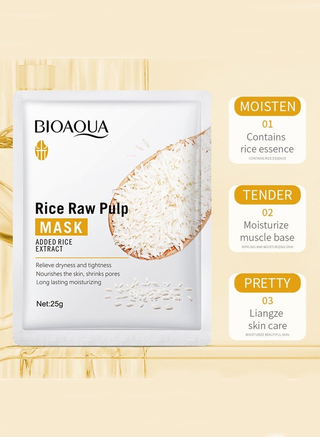 10 Pcs Rice Facial Mask Moisturizing Skin Care Patch Brighten Face