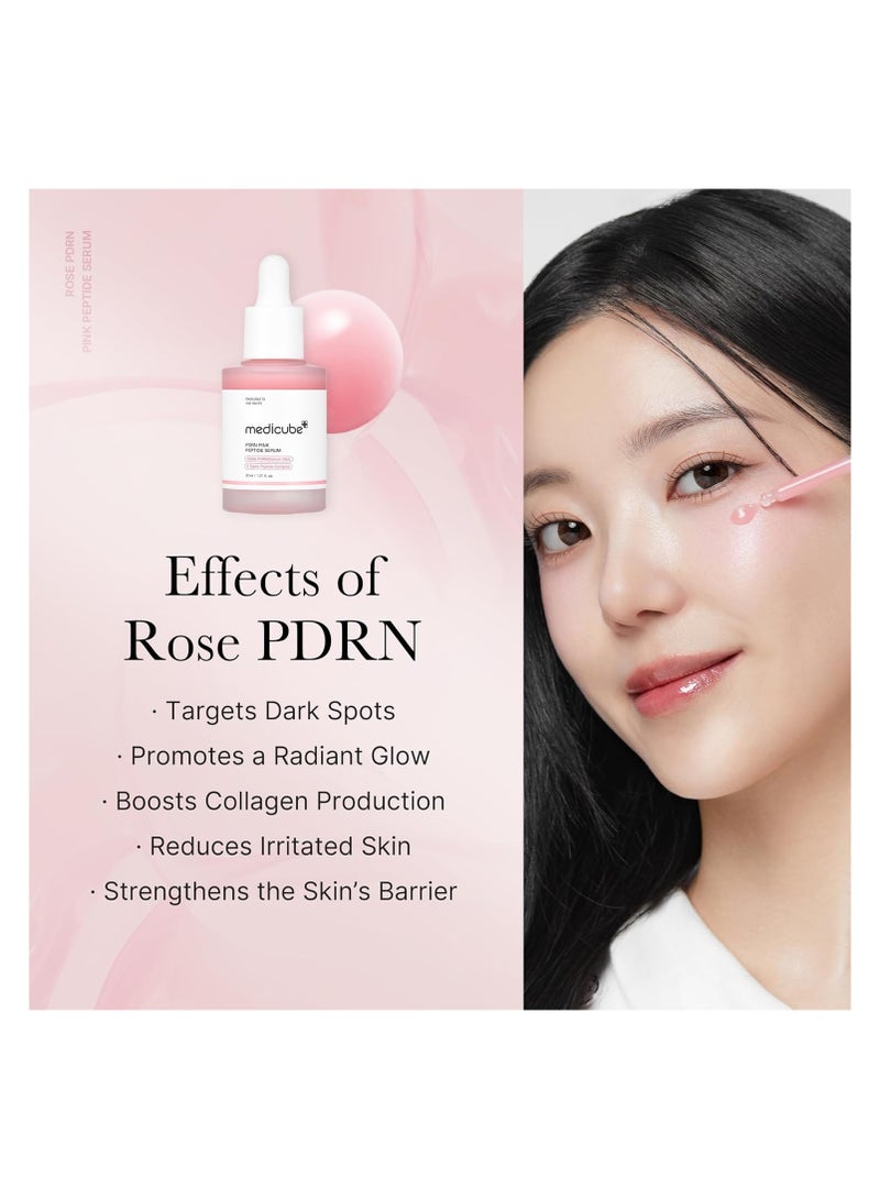 Medicube PDRN Pink Peptide Serum, Pink glow serum, Vegan PDRN, Peptide, Niacinamide, Hydrating & Moisturizing & Firming, Uneven Skin Tone, Pore Care, Korean Skincare | 1.01 fl.oz/30ml