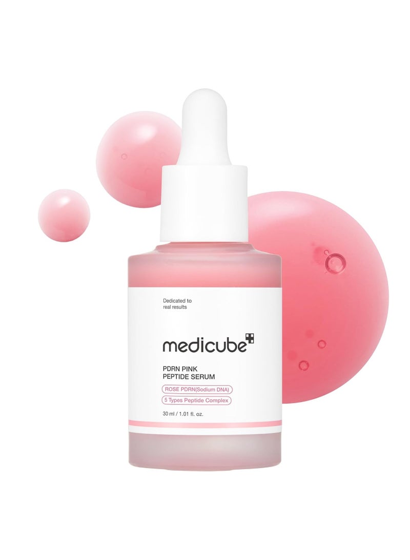 Medicube PDRN Pink Peptide Serum, Pink glow serum, Vegan PDRN, Peptide, Niacinamide, Hydrating & Moisturizing & Firming, Uneven Skin Tone, Pore Care, Korean Skincare | 1.01 fl.oz/30ml