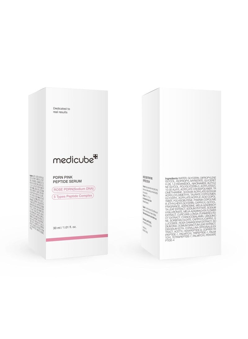 Medicube PDRN Pink Peptide Serum, Pink glow serum, Vegan PDRN, Peptide, Niacinamide, Hydrating & Moisturizing & Firming, Uneven Skin Tone, Pore Care, Korean Skincare | 1.01 fl.oz/30ml