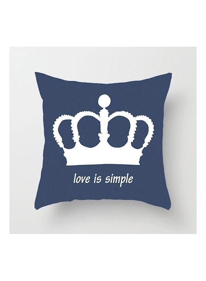 Decorative Printed Cushion Velvet Blue/White
