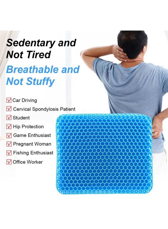 Non-Slip Breathable Seat Cushion With Cover Rubber Blue 42x4x37centimeter