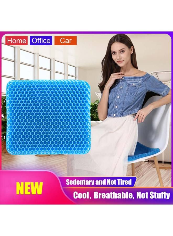 Non-Slip Breathable Seat Cushion With Cover Rubber Blue 42x4x37centimeter