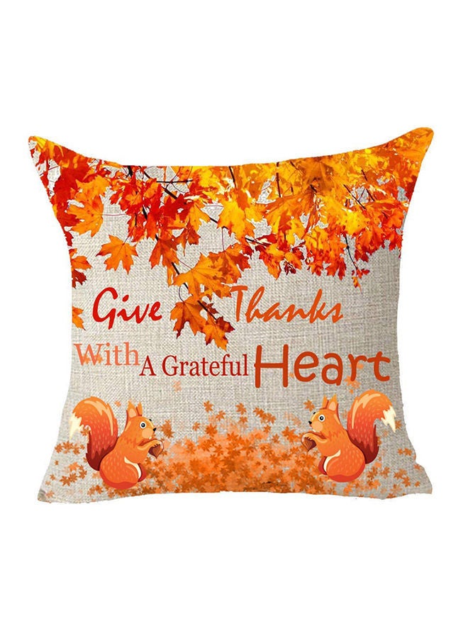 Thanksgiving Decorative Pillow Cover Cotton Yellow/Orange 18x18inch