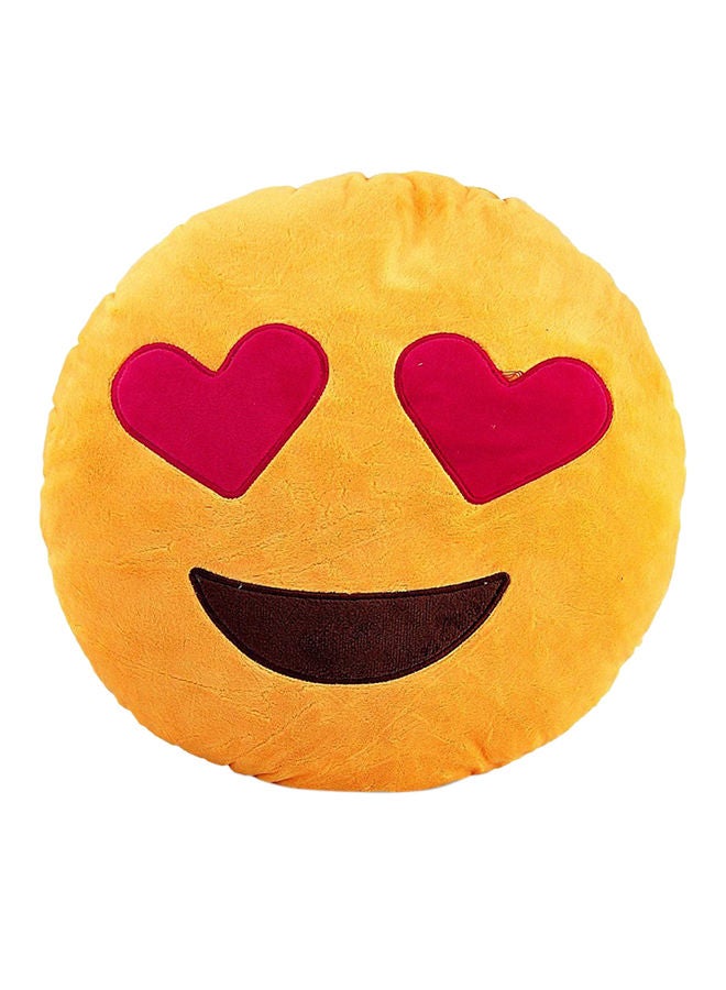 Smiley Pillow With Hearts polyester Yellow/Brown 40cm